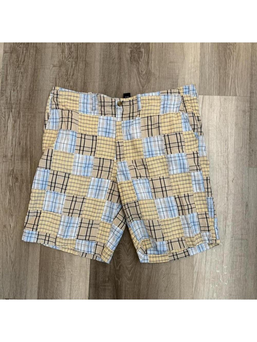 Izod madras yellow and blue  plaid shorts Size 42 #summer #golfwear